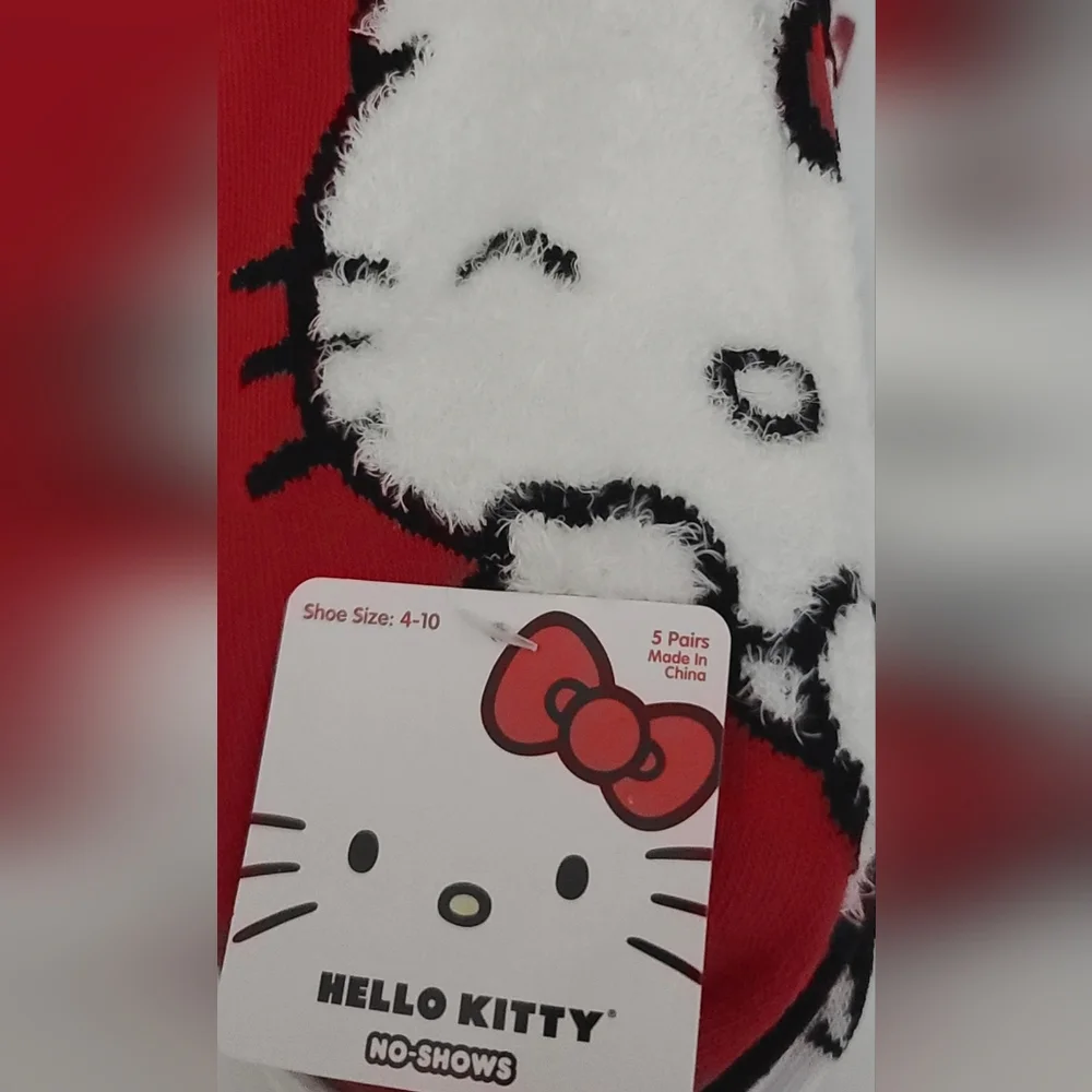 Hello Kitty 5 Pair Women's No Show Socks Shoe Size 4-10